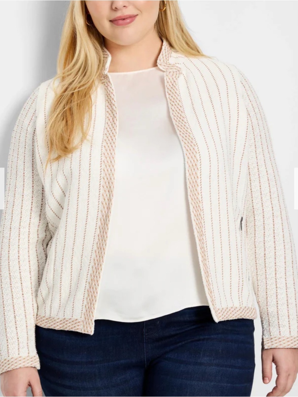 NIC+ZOE Cream Jacket with Tan Trim - Picture 6 of 7